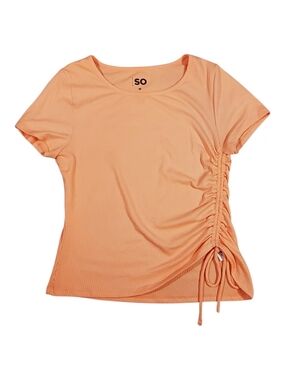 SO Peach Side-Tie Ruched Short Sleeve Top